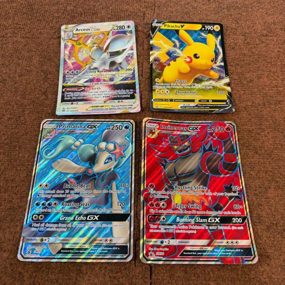 Pokemon Jumbo Cards Lot Arceus VSTAR Pikachu V Primarina GX Incineroar GX 4pc